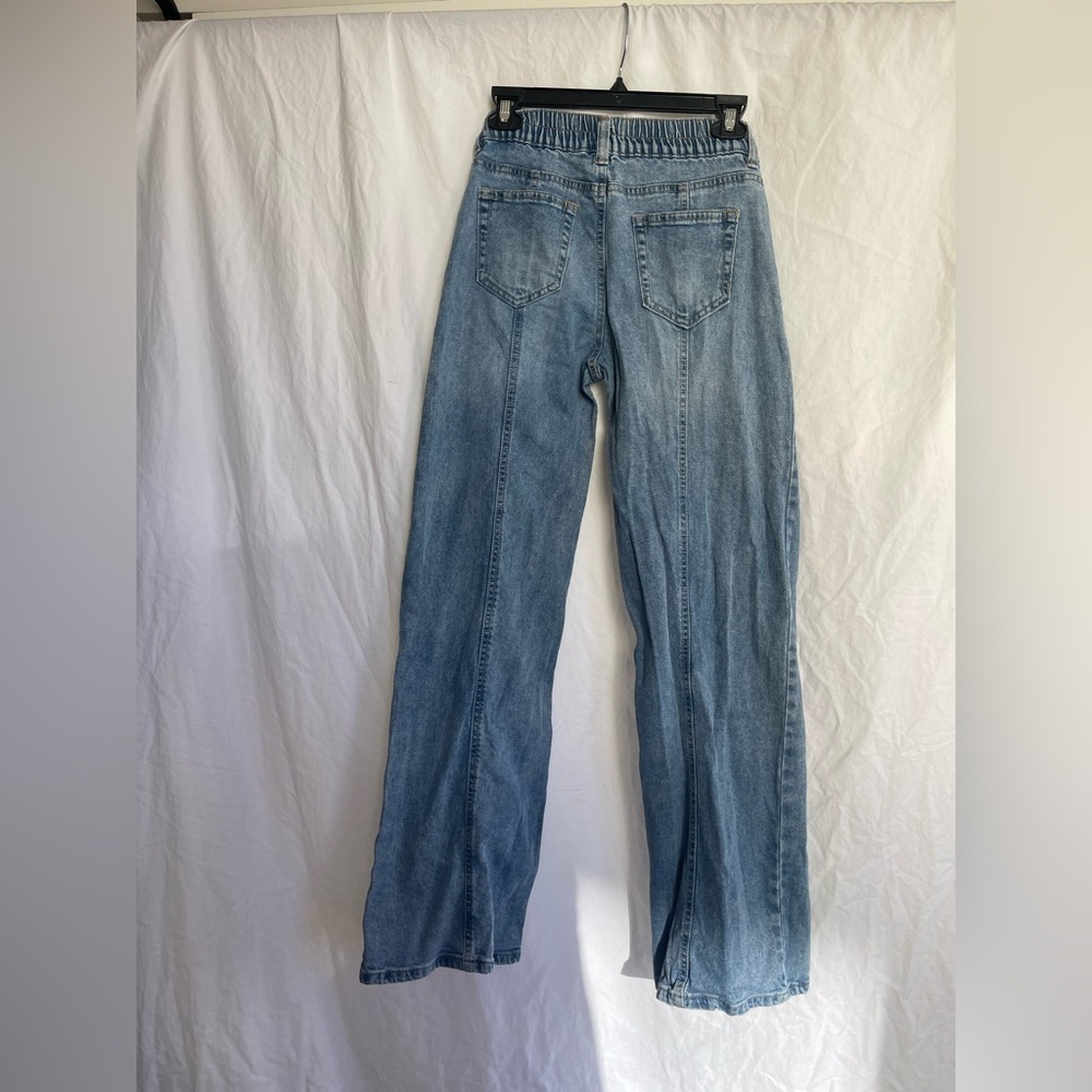 Madden NYC Mid-Rise Loose Fitted Jeans Wide Leg Denim Cargo Utility Size Small - Picture 9 of 16